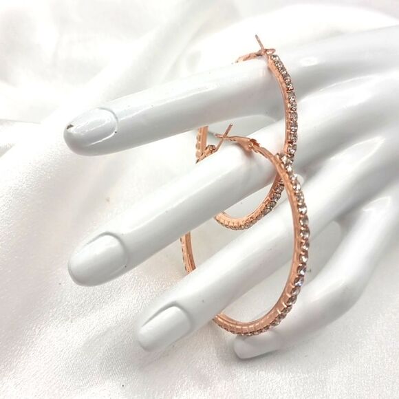 New Large Rhinestone Rose Gold Earrings - Picture 4 of 6